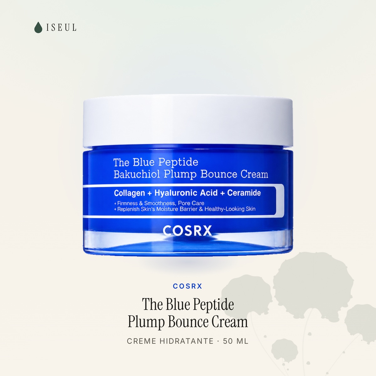COSRX The Blue Peptide Bakuchiol Plump Bounce Cream · Creme Hidratante com Peptídeo de Cobre · 50 ml