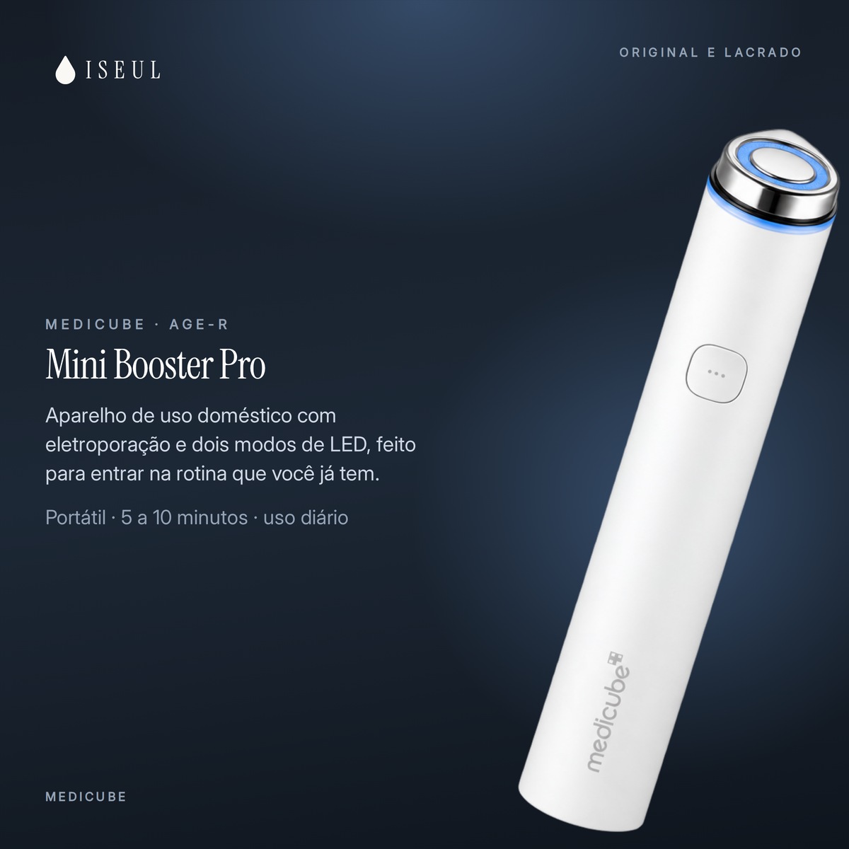medicube AGE-R Mini Booster Pro — Eletroporação com LED Azul e Vermelho