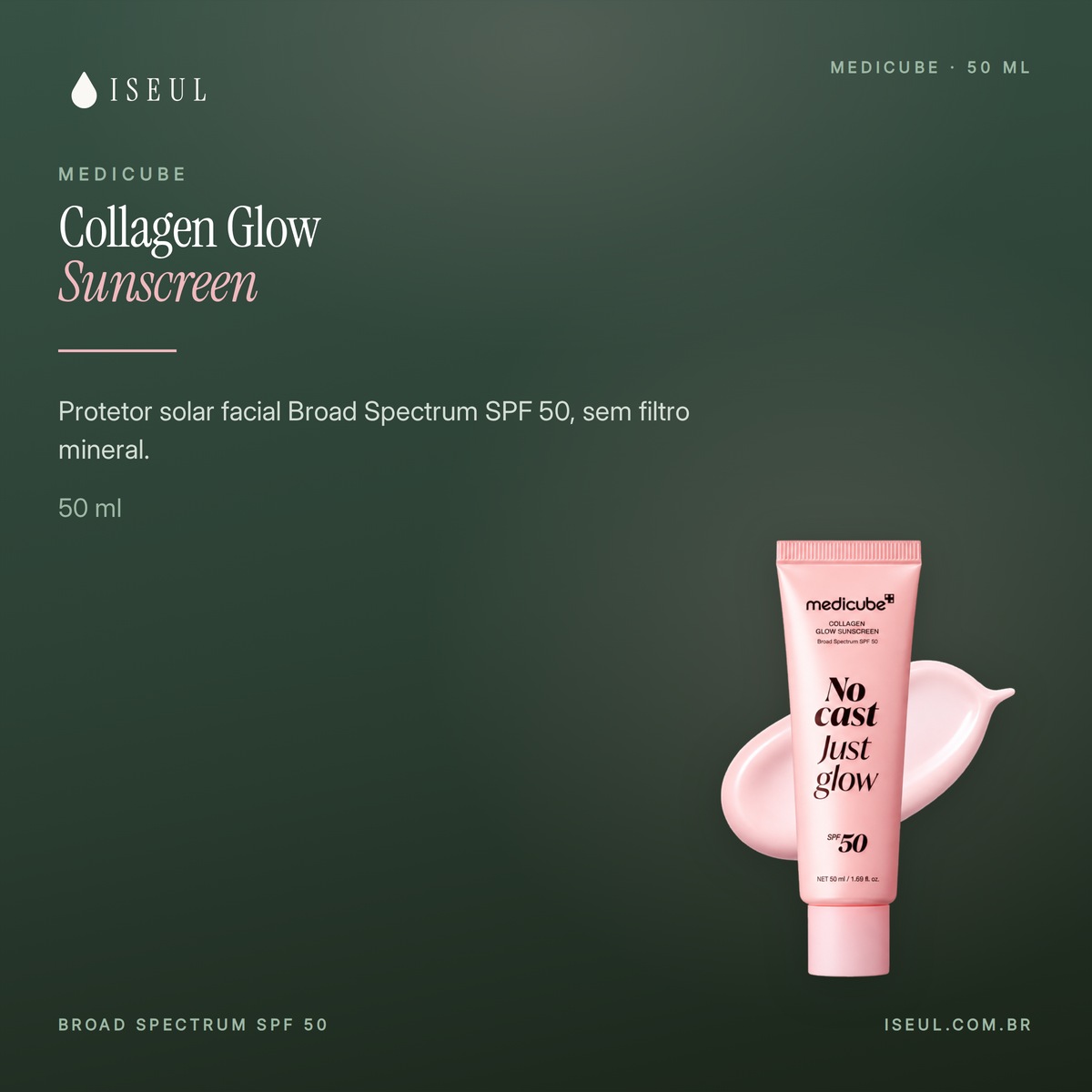 medicube Collagen Glow Sunscreen · Broad Spectrum SPF 50 · 50 ml
